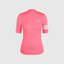 Damska koszulka rowerowa RAPHA CORE Różowo-Biała